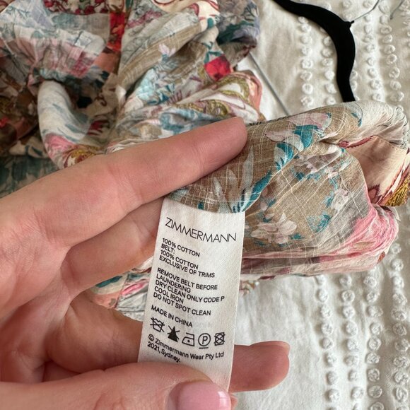 Zimmermann Cassia Blouson A-line Mini Dress Belted Floral Patchwork Size 2 - Picture 4 of 13